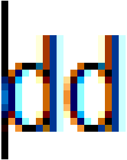 图例. 6. 文本光标与 'd' 字符像素重叠的示例。