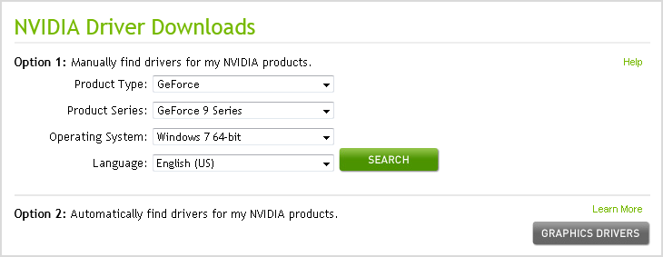 图 3.1.NVidia 驱动下载页面 