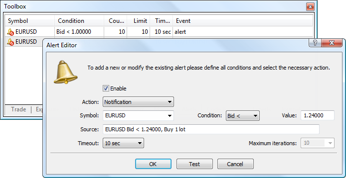 在 MetaTrader 5 中通过提醒发送推送通知