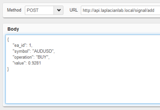 图例 3. 发送一个 POST 信号/添加请求至 http://api.laplacianlab.local