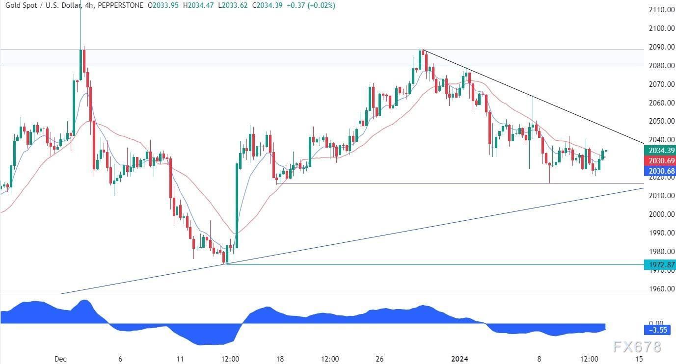 1月11日黄金技术分析：黄金在关键支撑区域盘整